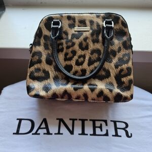 Danier Leather Crossbody Leopard Print  in Brown and Black
